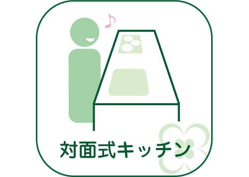 カウンター式のシステムキッチン。スッキリと見晴らしの良いキッチンで、気分よく調理や洗い物に精を出せそうですね。~即日のご見学可能~ お問合せはお気軽にどうぞ。