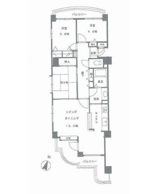 3LDK、価格3880万円、専有面積78.67m2、バルコニー面積16.71m2