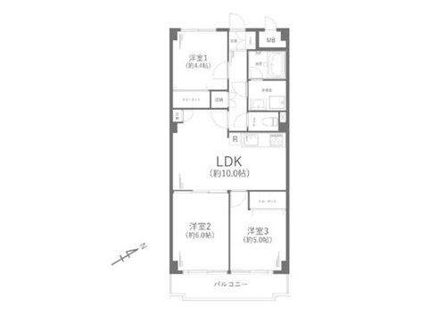 3LDK、価格1899万円、専有面積58.32m2、バルコニー面積6.03m2