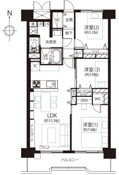 3LDK、価格6299万円、専有面積72.99m2、バルコニー面積9.65m2