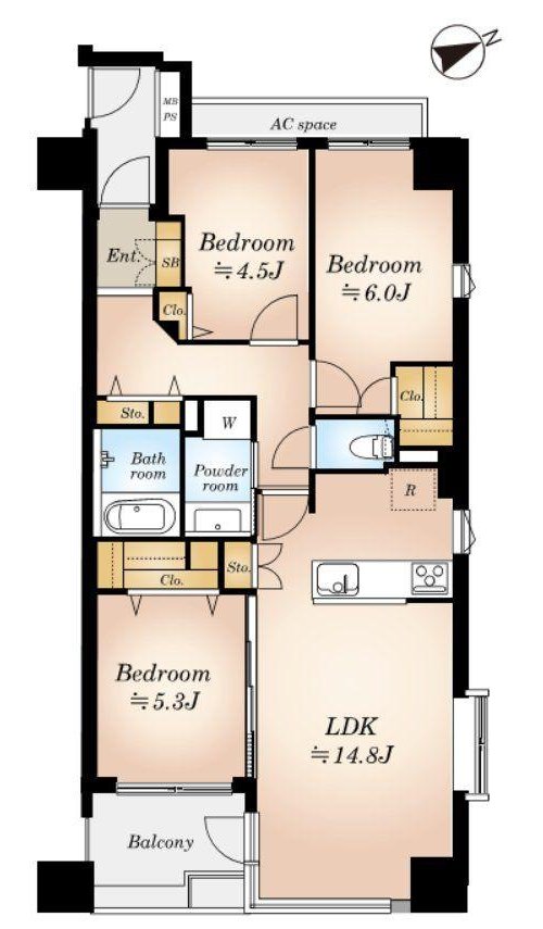 3LDK、価格6498万円、専有面積70.31m2、バルコニー面積4.52m2