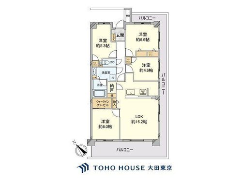 4LDK、価格6590万円、専有面積84.67m2、バルコニー面積31.97m2 (間取り図)