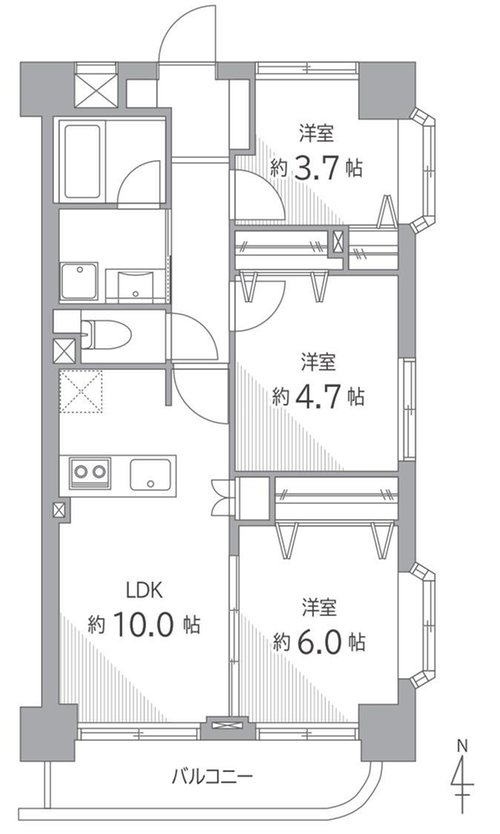 3LDK、価格6790万円、専有面積53.78m2、バルコニー面積6.4m2