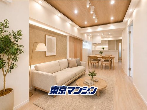 約15畳のゆとりあるリビング。
対面キッチンで自然と家族のコミュニケーションがはずみます。
※画像の家具CG加工による室内イメージです。実際には設置されていません。