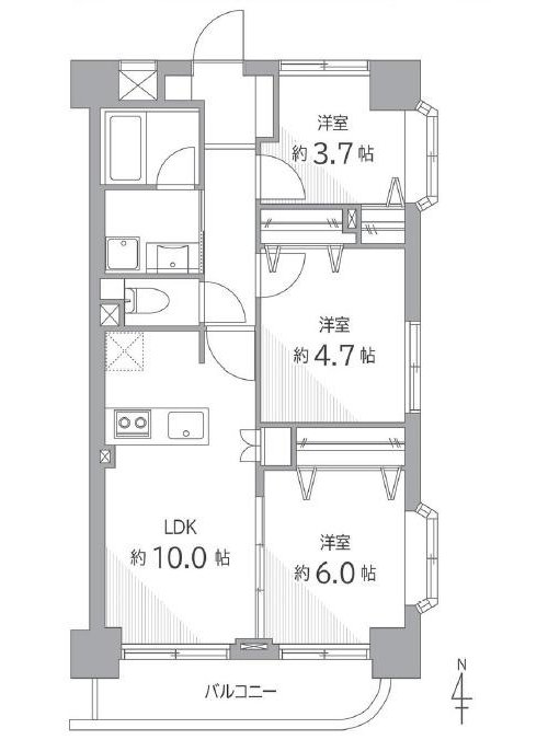 3LDK、価格6790万円、専有面積53.78m2、バルコニー面積6.4m2