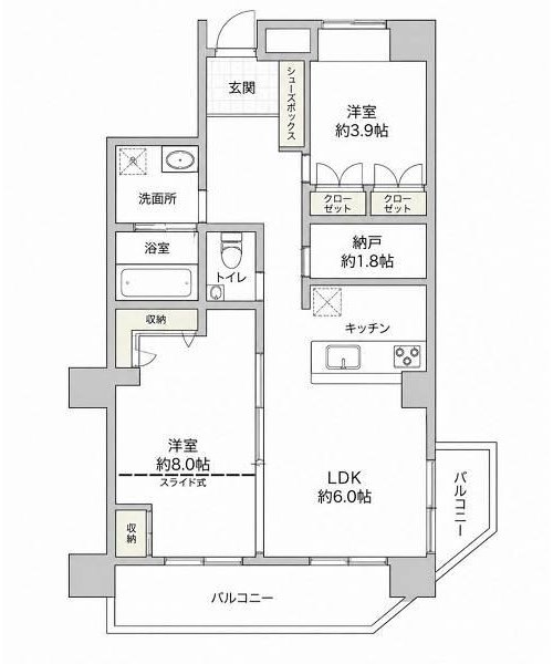 2LDK+S、価格5080万円、専有面積69.28m2