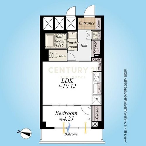 1LDK、価格4780万円、専有面積40.5m2、バルコニー面積5.4m2 間取図/10階最上階西向き1LDK、前面に高い建物がなく採光・通風・眺望良好!フルリノベーションにより室内設備一新!内窓を取り入れた明るい室内です!