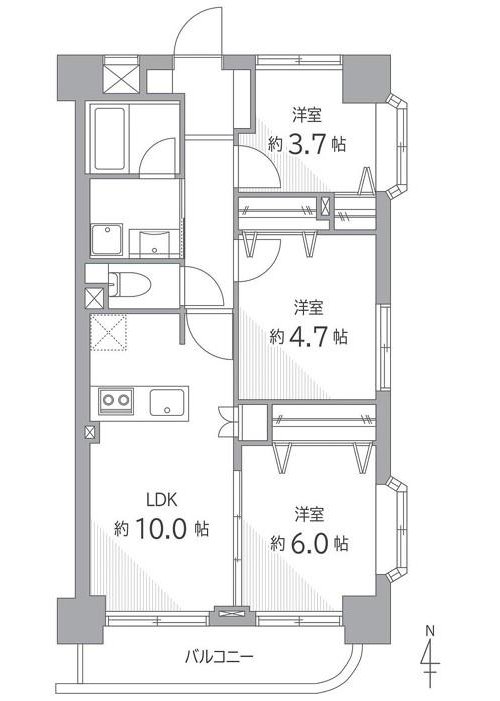 3LDK、価格6980万円、専有面積53.78m2、バルコニー面積6.4m2