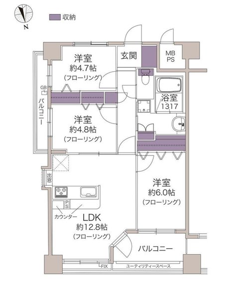 3LDK、価格3980万円、専有面積66.26m2、バルコニー面積8.66m2 3LDKの使い勝手の良い間取り◎
リフォーム済みで気持ちよく新生活をスタートできます♪