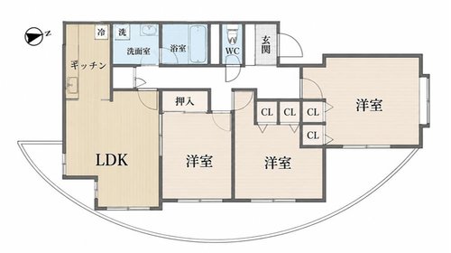 3LDK、価格3180万円、専有面積83.36m2、バルコニー面積24.82m2