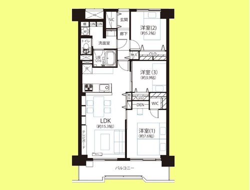 3LDK、価格6499万円、専有面積72.99m2、バルコニー面積9.65m2 間取