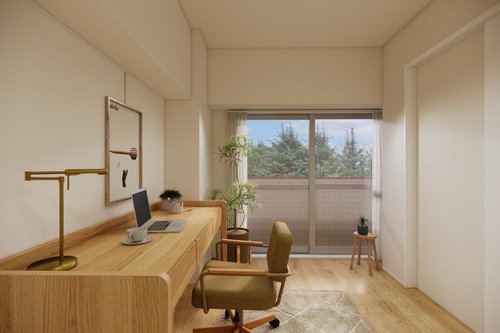 約4.8帖の洋室2。小さなクローゼットが設けられており、個室としても使いやすそう。※CGイメージ