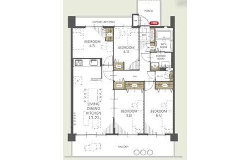 4LDK、価格4590万円、専有面積78.3m2、バルコニー面積15.66m2 周囲に多彩な生活利便施設が充実しており、暮らしやすい点も大きな魅力です。