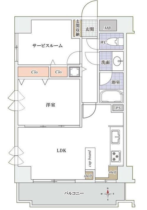 1LDK+S(納戸)、価格4398万円、専有面積54.9m2、バルコニー面積8.31m2