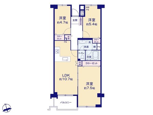 3LDK、価格6498万円、専有面積69.59m2、バルコニー面積4.09m2 ◇間取図◇
9階部分南西向きにつき、日当たり・眺望・通風良好♪LDKと隣り合う洋室は間仕切りを開放して利用可!